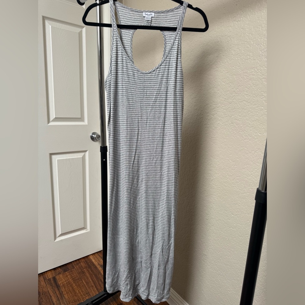 Striped Gray Maxi Dress